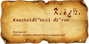 Kosztolánczi Áron névjegykártya